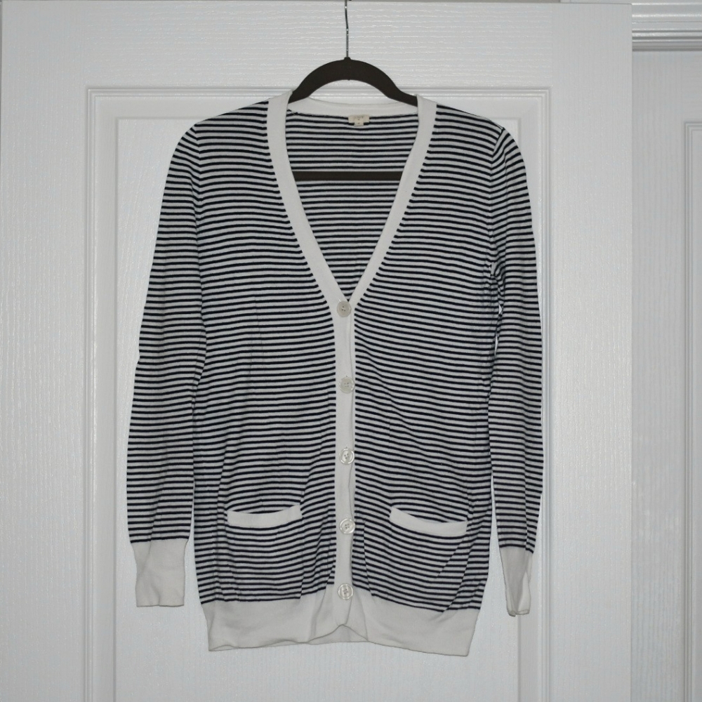 J. Crew navy and white striped long sweater
